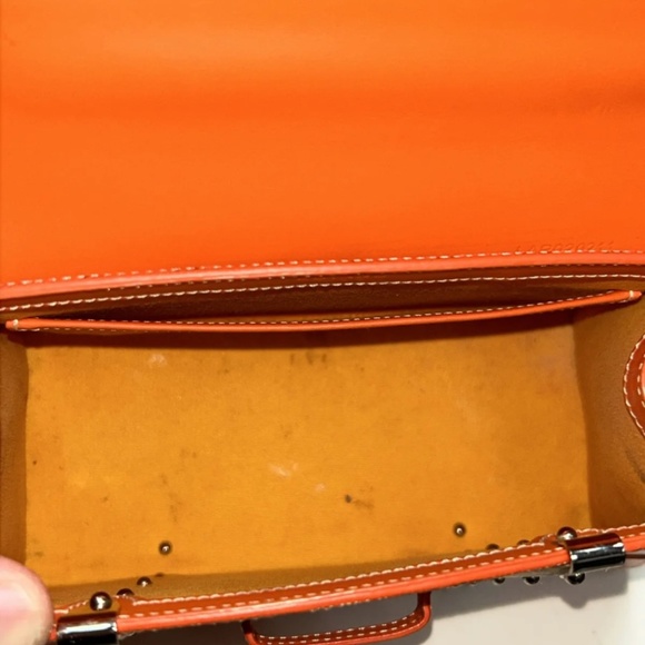 Goyard Mini Orange Structured Saigon Top Handle Bag Coated Canvas w/Leather - Picture 11 of 16